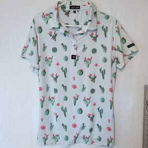 Bad Birdie Women's XL Core Performance Polo Shirt Cactus Golf Pickleball
